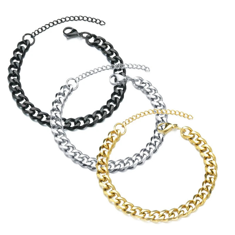 Cuban Chain Bracelet Classic Stainless Stee For Men and Women