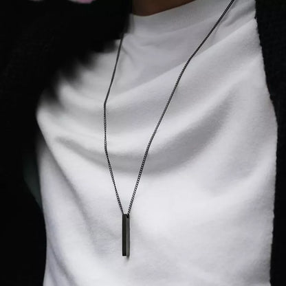 Rectangle Pendant Cuban Chain Necklace For Men