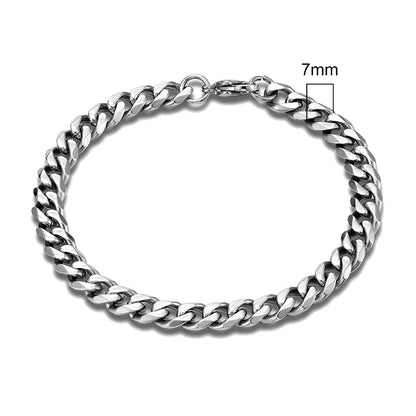 Locomotive Men Punk Rock Stainless Steel Curb Cuban Link Chain Silver