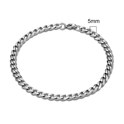 Locomotive Men Punk Rock Stainless Steel Curb Cuban Link Chain Silver