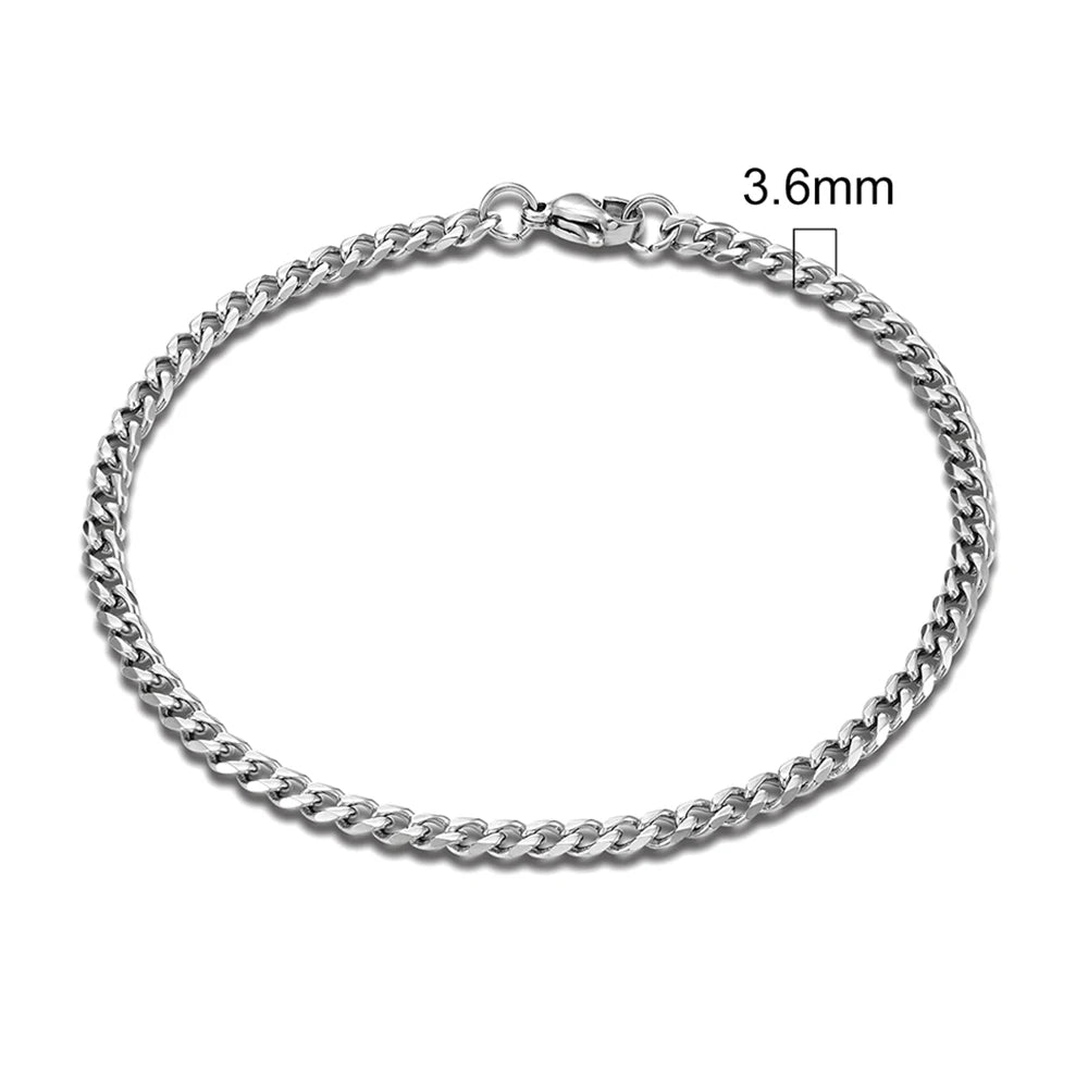 Locomotive Men Punk Rock Stainless Steel Curb Cuban Link Chain Silver